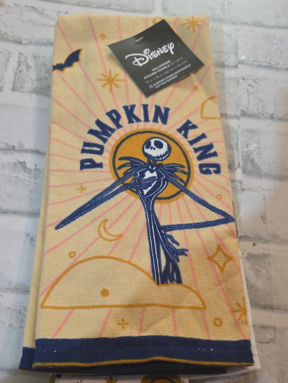Disney Pumpkin King Jack Skellington Towel - Yellow, Navy & Pink Accents